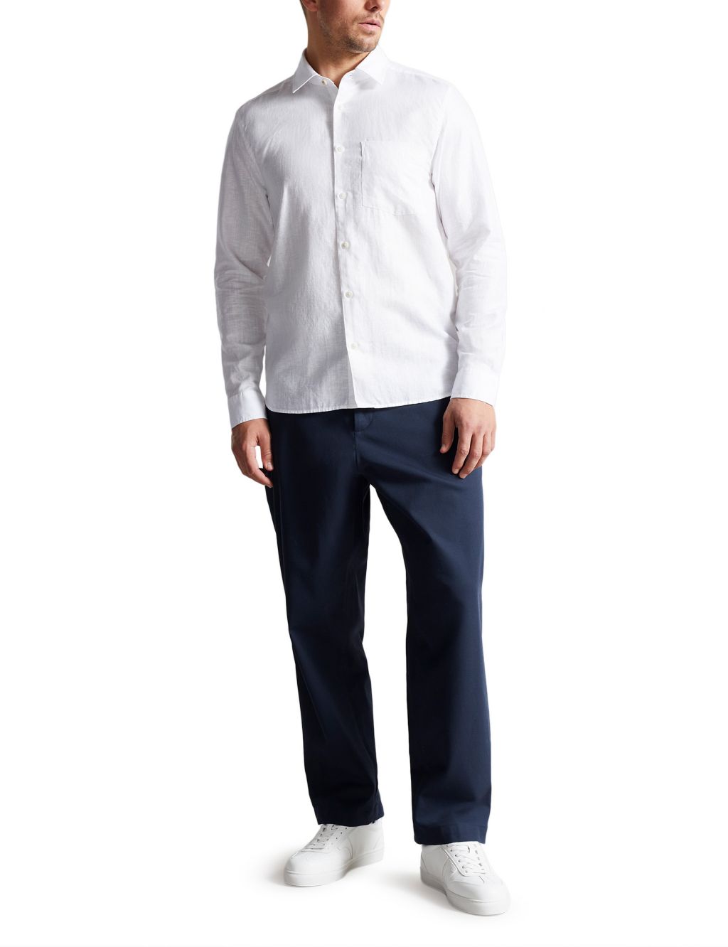 Regular Fit Linen Rich Oxford Shirt image 1