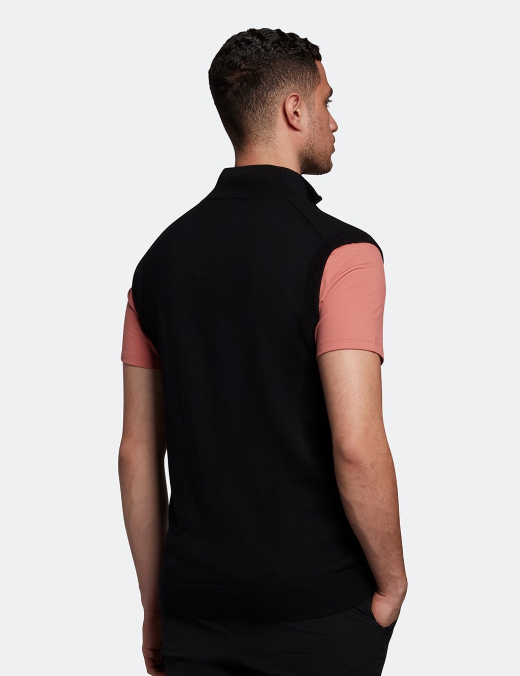 Cotton Rich Half Zip Knitted Vest with Wool image 4