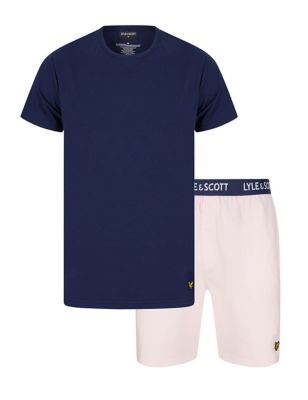 Lyle & Scott Mens Cotton Rich Jersey Pyjama Set - Pink Mix, Pink Mix