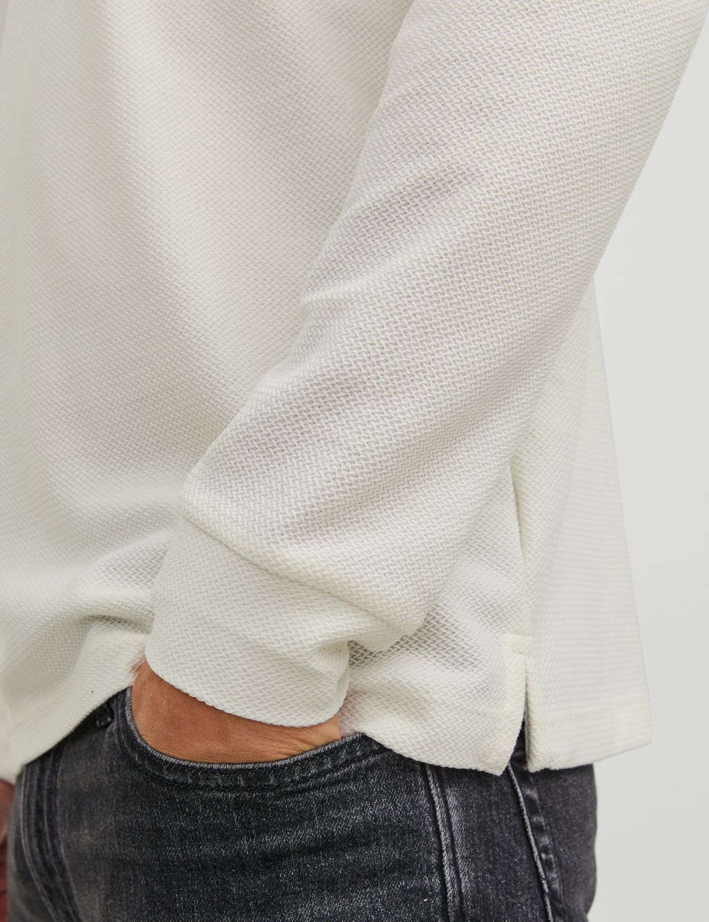 Cotton Rich Half Zip Long Sleeve Polo Shirt image 5