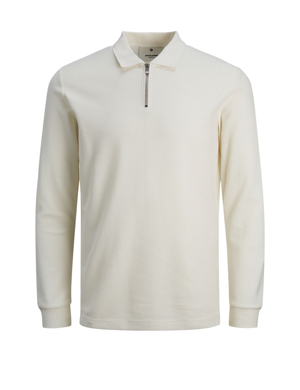 Cotton Rich Half Zip Long Sleeve Polo Shirt image 2