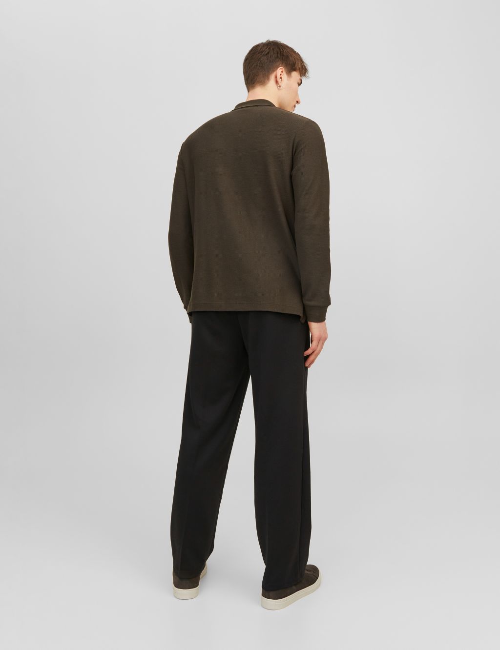 Cotton Rich Half Zip Long Sleeve Polo Shirt image 3