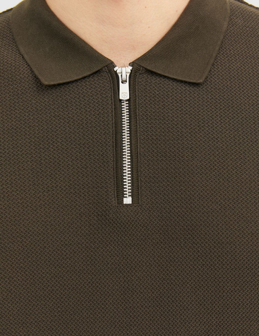 Cotton Rich Half Zip Long Sleeve Polo Shirt image 6