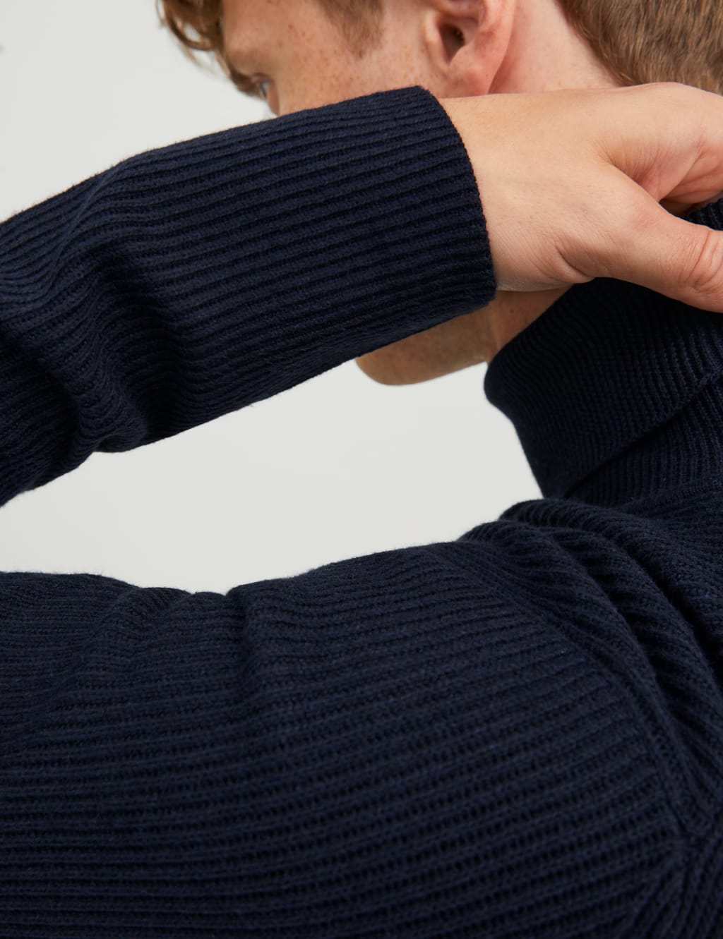 Cotton Blend Ribbed High Neck Jumper image 5