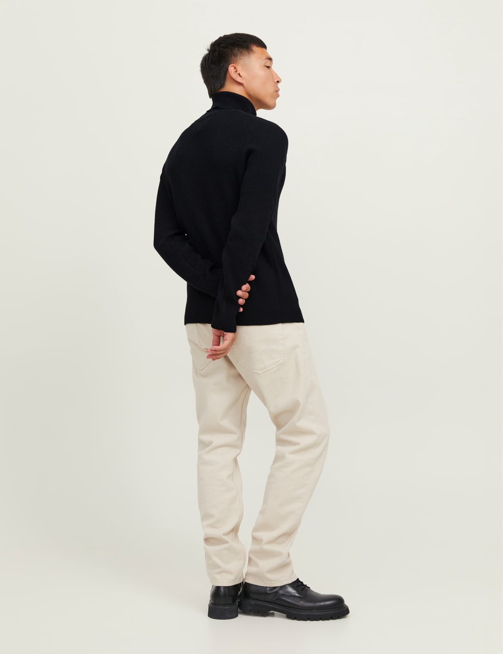 Cotton Blend Ribbed High Neck Jumper image 3