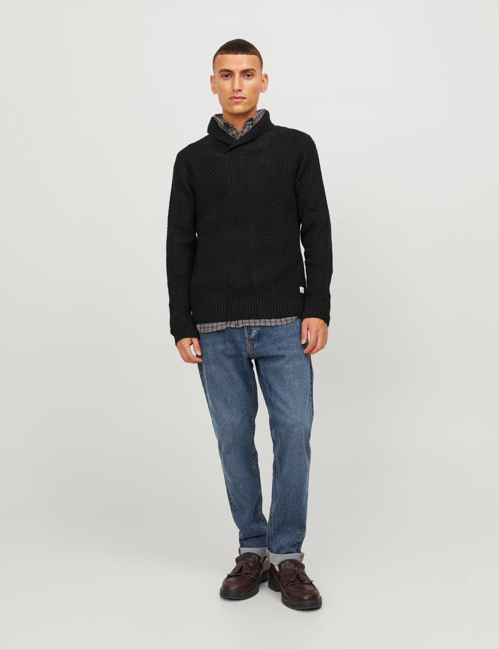 Textured Shawl Collar Jumper image 4