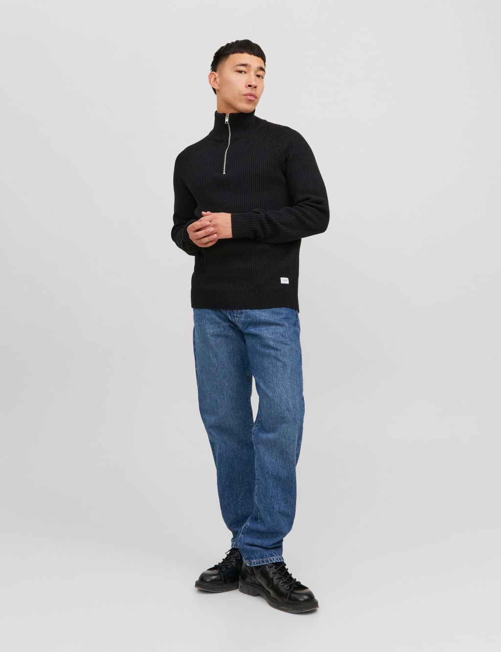 Cotton Blend Ribbed Half Zip Jumper image 4