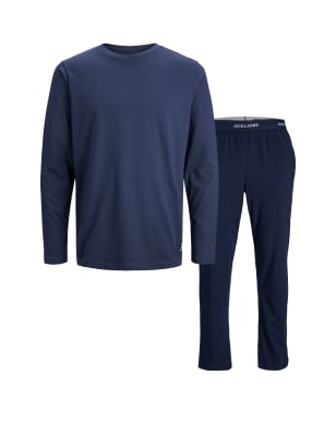 

Mens JACK & JONES Cotton Rich Pyjama Set - Navy, Navy