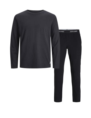 

Mens JACK & JONES Cotton Rich Pyjama Set - Black, Black