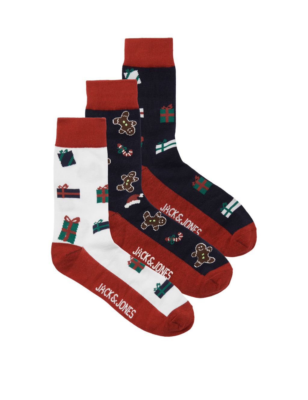 3pk Christmas Cotton Rich Socks Gift Box image 1