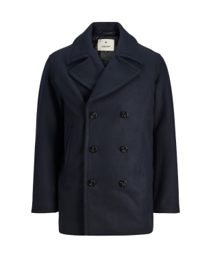 Mens wool pea 2025 coat slim fit