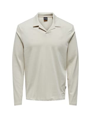 Pure Cotton Long Sleeve Polo Shirt
