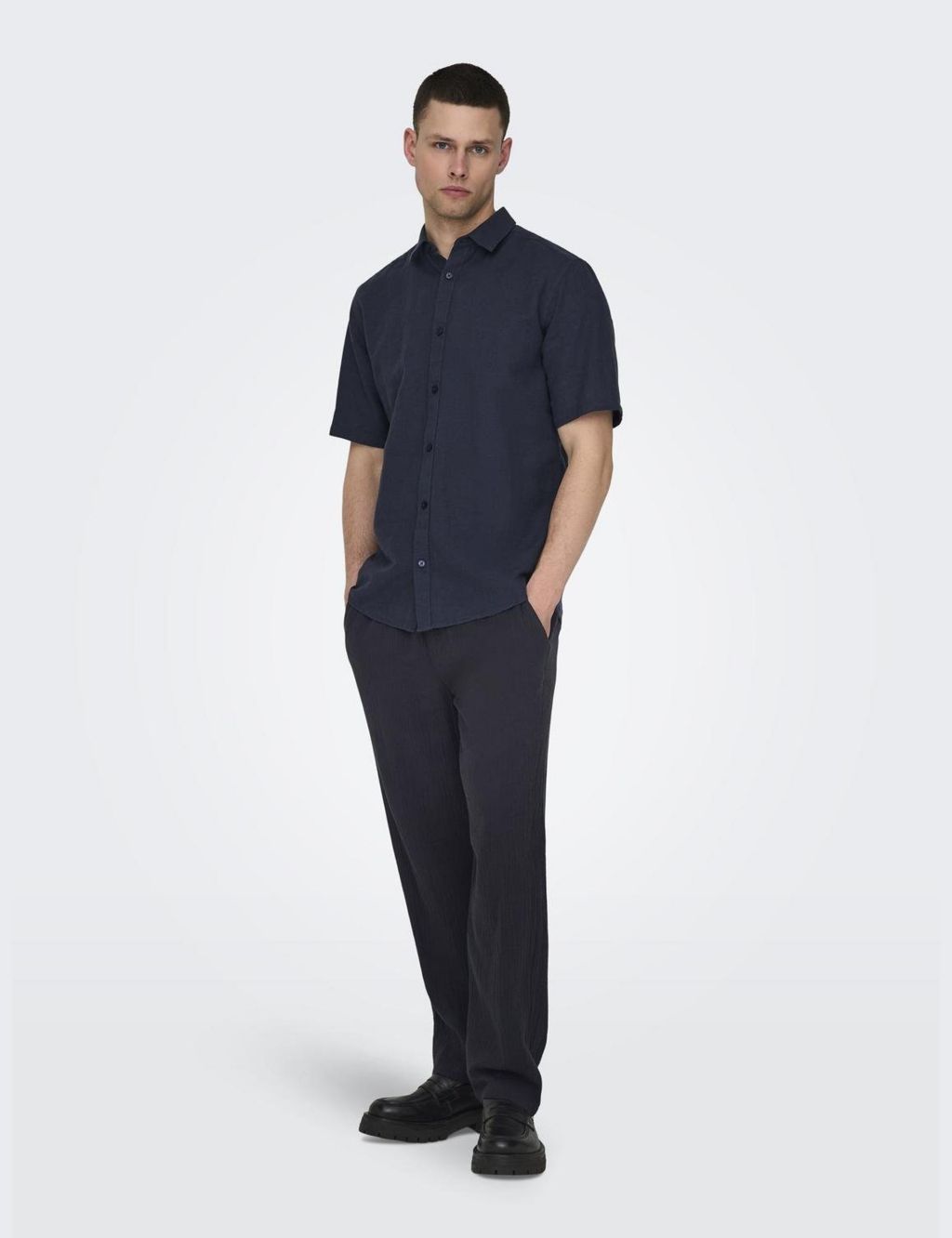 Straight Fit Pure Cotton Trousers