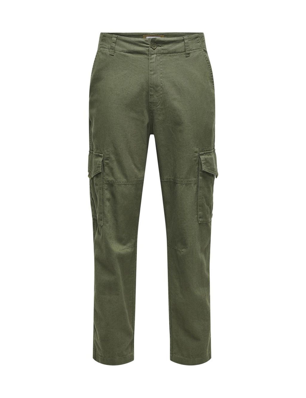 Tapered Fit Linen Rich Cargo Trousers