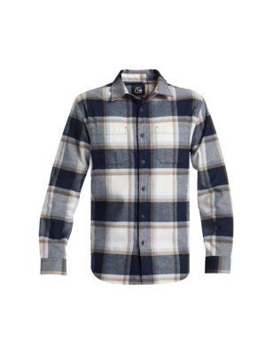 Quiksilver Men's DNA Cotton Rich Check Flannel Shirt - XXL - Navy Mix, Navy Mix