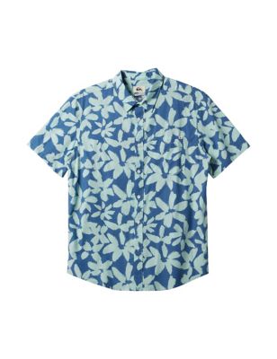Quiksilver Mens Apero Pure Cotton Floral Shirt - XXL - Blue Mix, Blue Mix