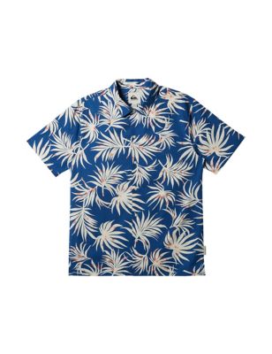 Quiksilver Men's Beach Club Cotton Rich Floral Shirt - Blue Mix, Blue Mix,Green Mix