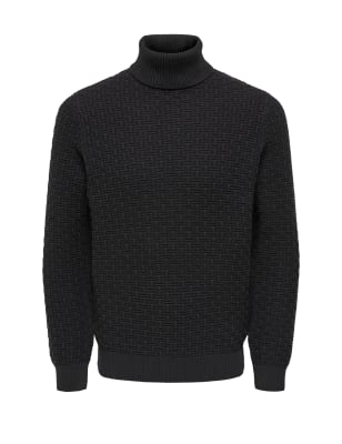 Pure Cotton Textured High Neck Jumper