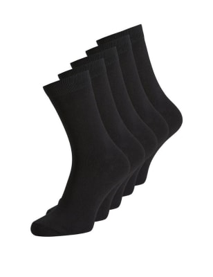 mens jack & jones 5pk cotton rich socks - black