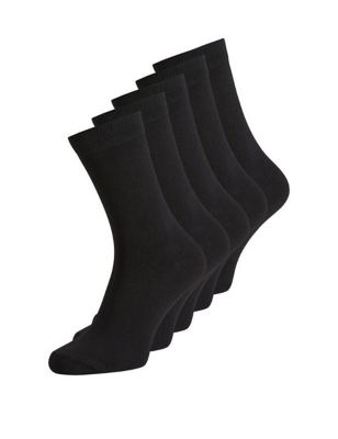 Jack & Jones Mens 5pk Cotton Rich Socks - Black, Black,Multi