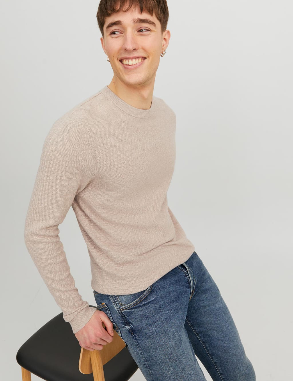 Pure Cotton Textured Crew Neck Jumper image 4