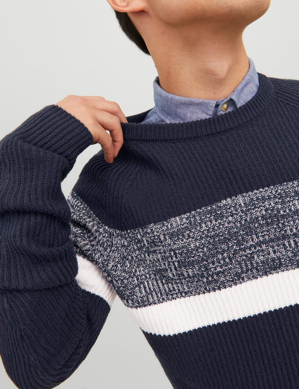 Cotton Blend Ribbed Colour Block Jumper image 4