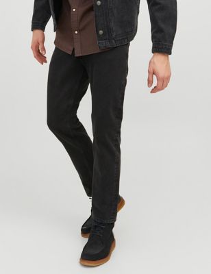 Jack & Jones Men's Regular Fit Pure Cotton 5 Pocket Jeans - 3230 - Black, Black