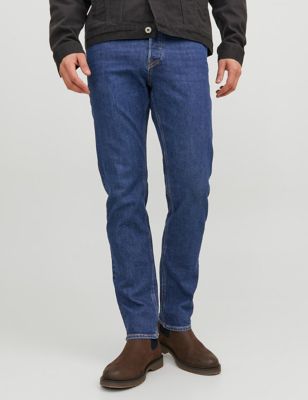 Jack & Jones Mens Tapered Fit 5 Pocket Jeans - 3232 - Blue Denim, Blue Denim