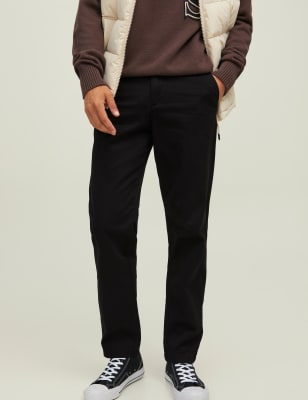 Straight Fit Flat Front Chinos