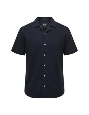 Only & Sons Men's Cotton Rich Oxford Shirt - M - Navy, Navy,Blue