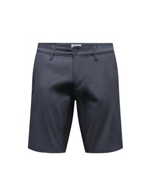 Only & Sons Men's Geometric Chino Shorts - Navy Mix, Navy Mix