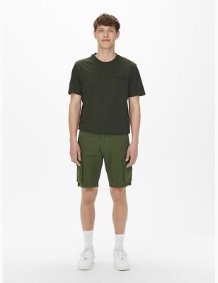 Only & Sons Mens Regular Fit Cargo Shorts - Green, Green