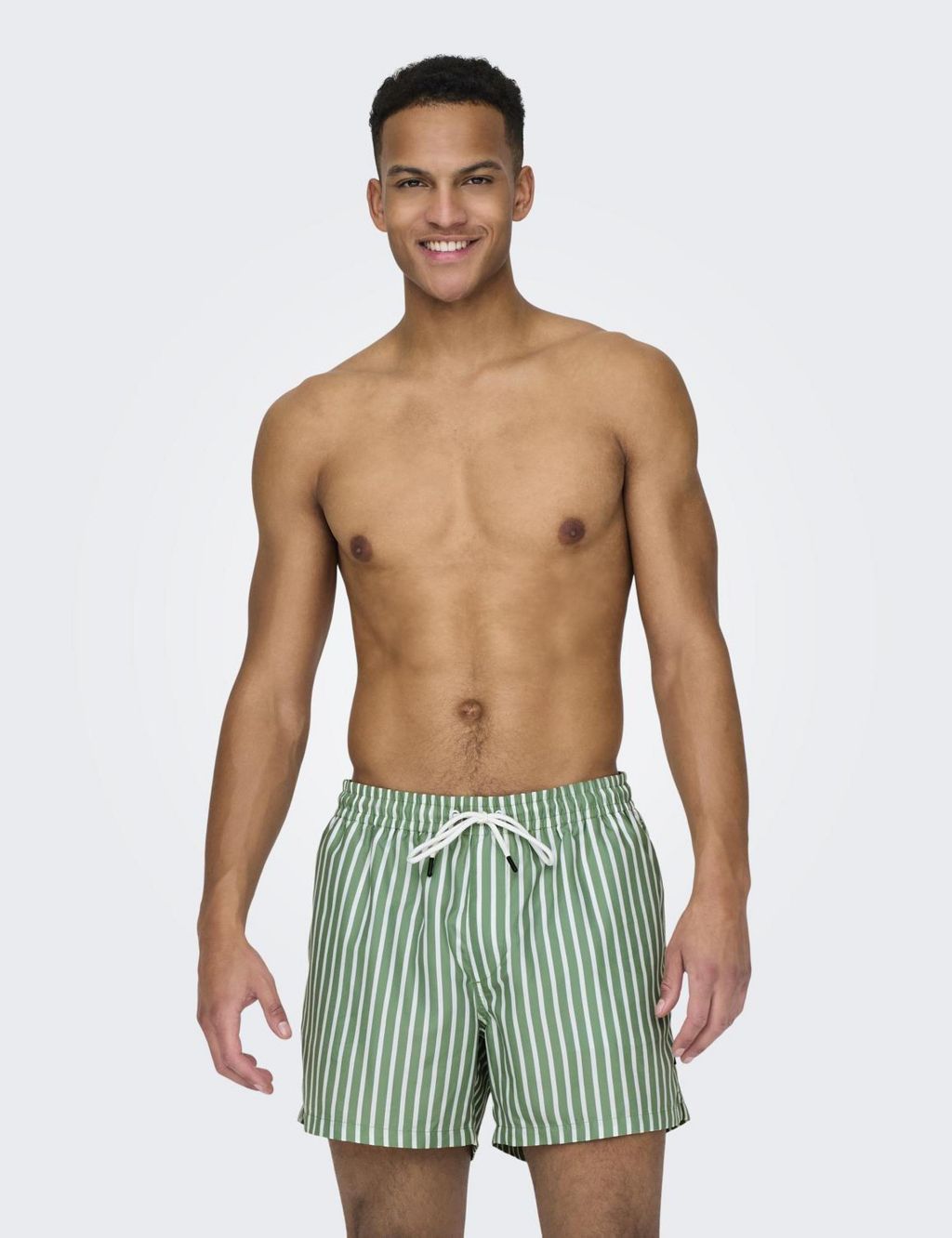 Pocketed Striped Swim Shorts