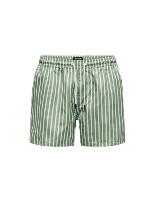 Only & Sons Mens Pocketed Striped Swim Shorts - L - Green Mix, Green Mix