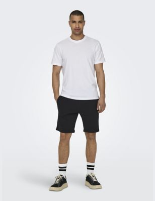 Only & Sons Mens Jersey Elasticated Waist Shorts - M - Black, Black,Grey