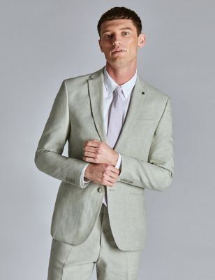 Ted Baker Mens Slim Fit Linen Rich Suit Jacket - 38REG - Green, Green