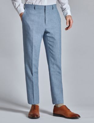 Ted Baker Men's Slim Fit Linen Rich Suit Trousers - 28SHT - Blue, Blue