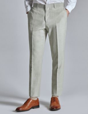 Ted Baker Mens Slim Fit Linen Rich Suit Trousers - 30REG - Green, Green