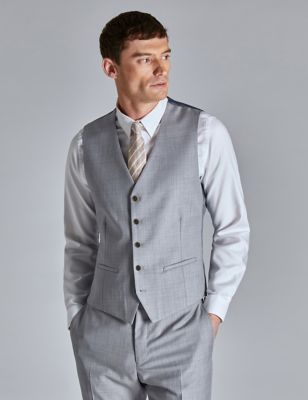 Ted Baker Mens Slim Fit Wool Rich Waistcoat - 38REG - Grey, Grey