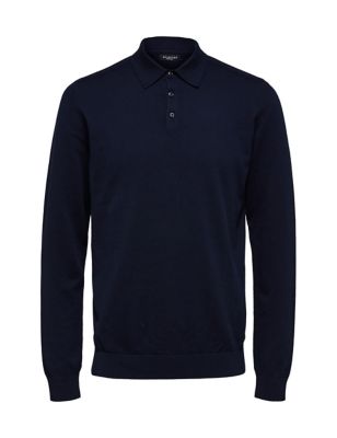 M&S Selected Homme Mens Pure Cotton Knitted Polo Shirt