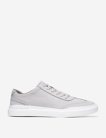 cole haan grandpro rally canvas t-toe lace up trainers - 8.5 - light grey, light grey