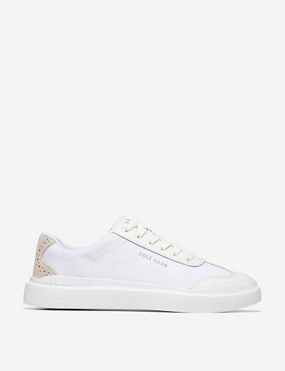 cole haan grandpro rally canvas t-toe lace up trainers - 4.5 - white mix, white mix