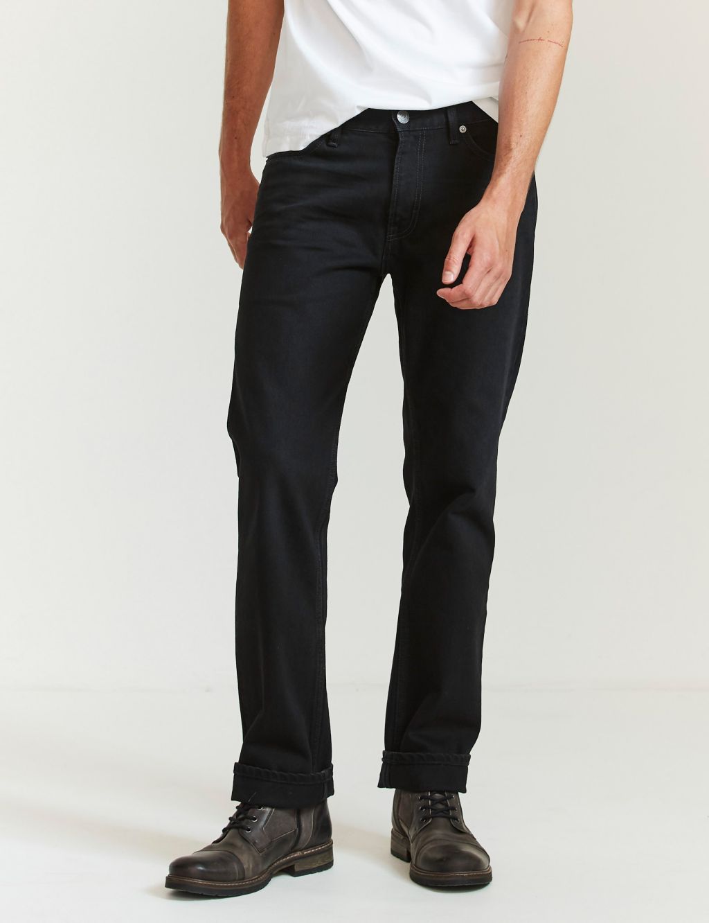 Straight Fit Pure Cotton 5 Pocket Jeans image 1
