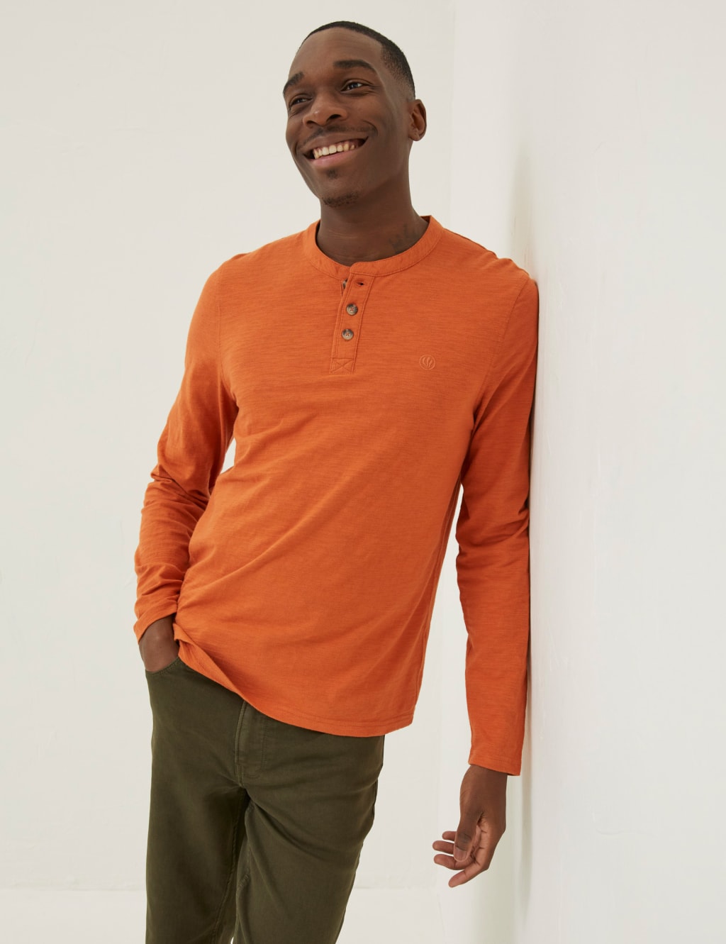 Pure Cotton Henley Long Sleeve T-Shirt image 1