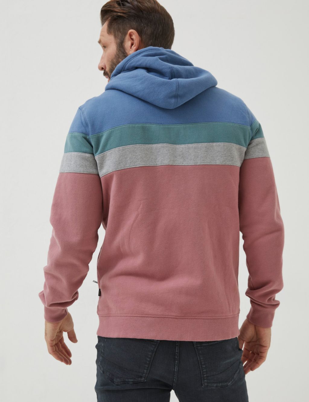 Pure Cotton Striped Zip Up Hoodie image 3