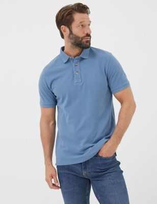 Fatface Mens Cotton Pique Polo Shirt - SREG - Blue, Blue,Navy,Pink,Purple,Green