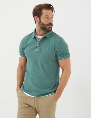 Fatface Mens Organic Cotton Pique Polo Shirt - XXXLREG - Green, Green,Blue,Navy,Pink,Purple
