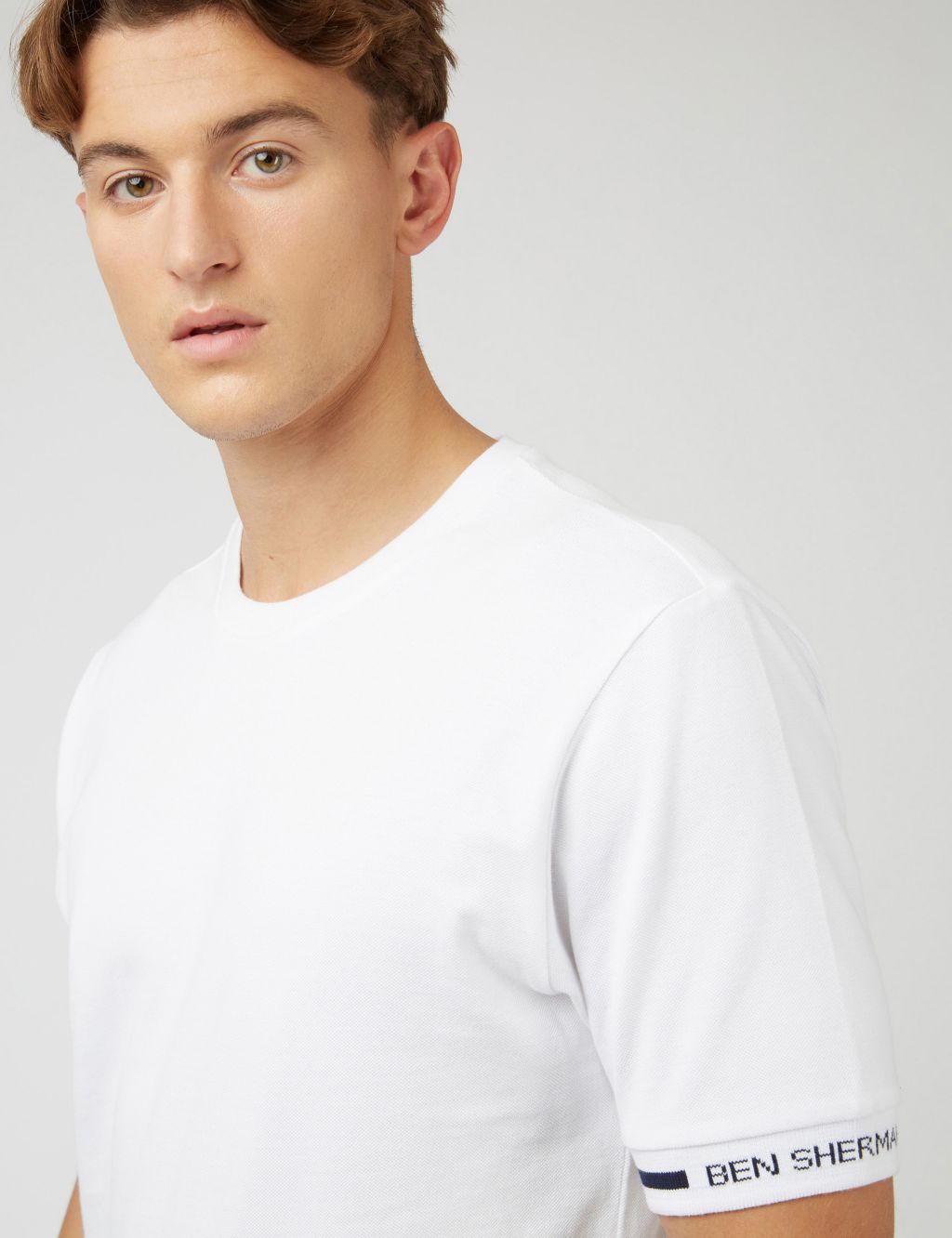 Pure Cotton Tipped Cuff Crew Neck T-Shirt image 4