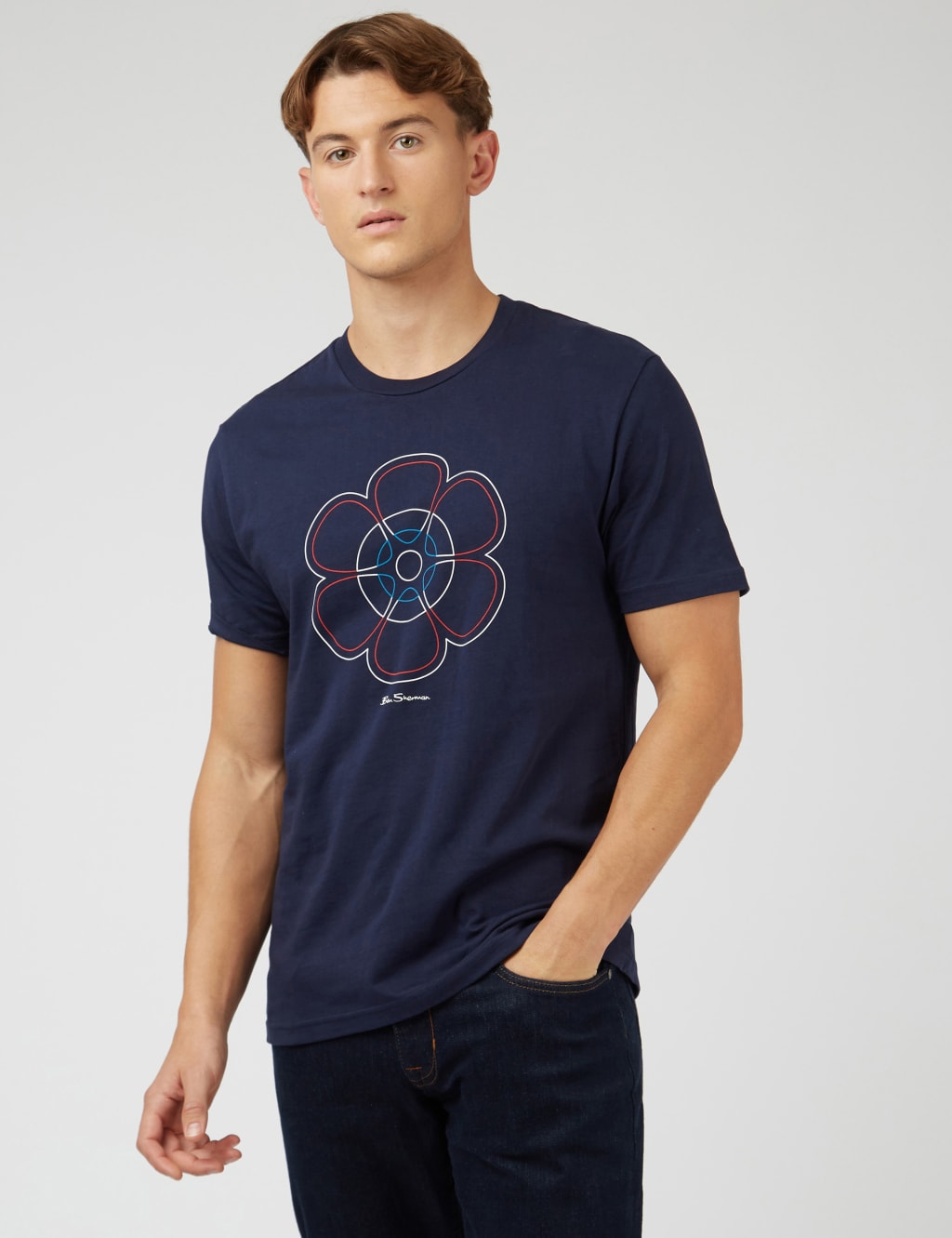 Pure Cotton Music Graphic Crew Neck T-Shirt image 1