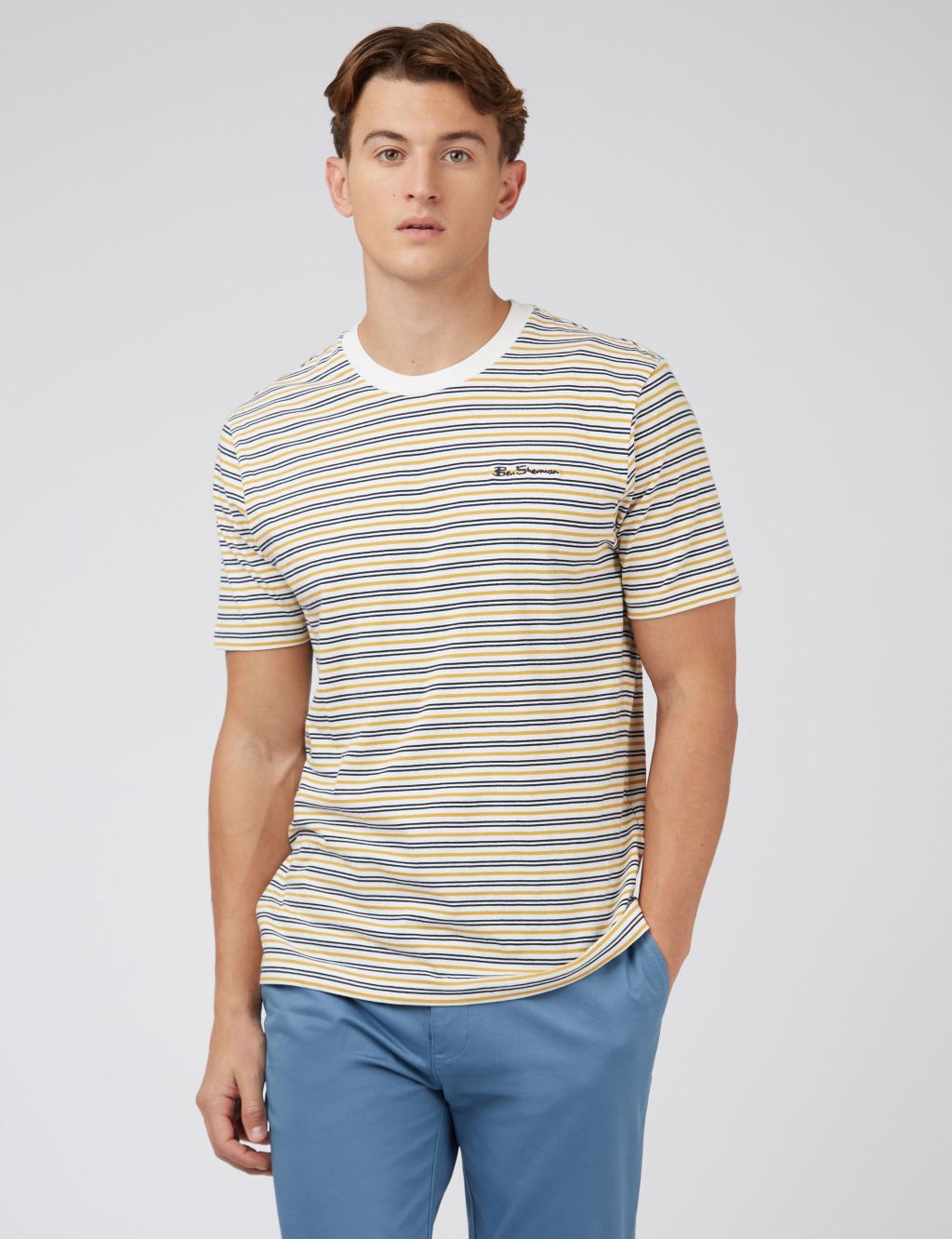 Pure Cotton Striped Crew Neck T-Shirt image 1